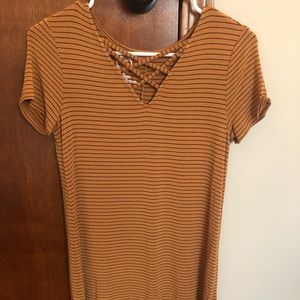 Orange and navy blue striped dress size xs